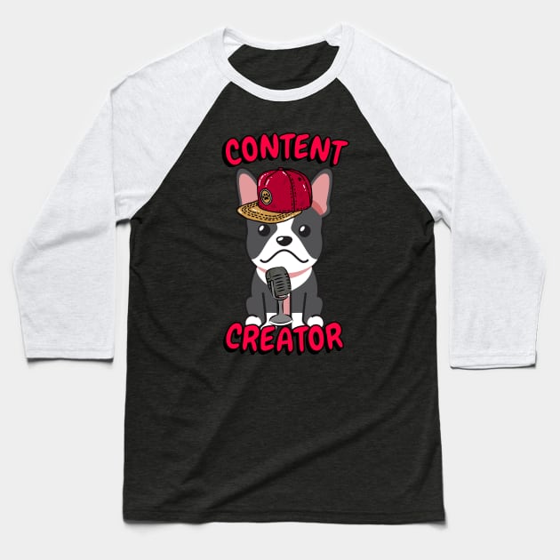 Cute french bulldog is a content creator Baseball T-Shirt by Pet Station